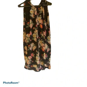Vintage floral tunic midi  sleeveless dress Sz M